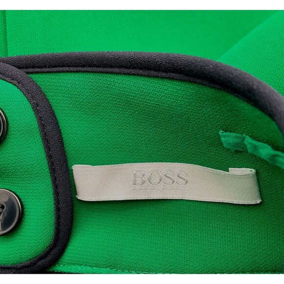 Hugo Boss Vosanna Green Pencil Skirt Navy Piping Details Pockets Back Zip Sz 2 - Picture 5 of 8